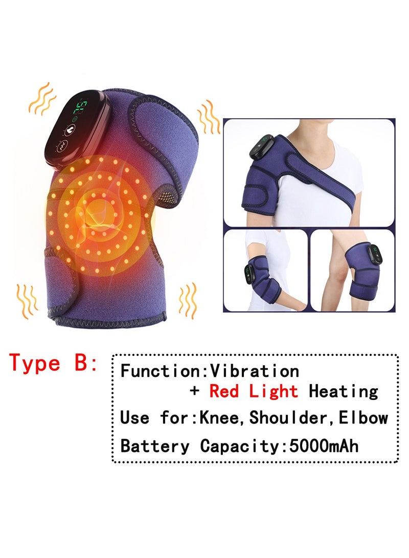 AROAQ Heated Knee Brace Support, Electric Heating Knee Massager, Far Infrared Joint Physiotherapy Elbow Knee Pad, Usb Charging Vibration Massage knee pad for Knee Injury Cramps Arthritis, (Type B-Red Light)  - Image 1