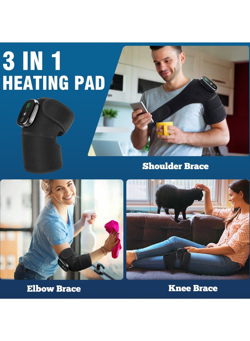 AROAQ Heated Knee Brace Support, Electric Heating Knee Massager, Far Infrared Joint Physiotherapy Elbow Knee Pad, Usb Charging Vibration Massage knee pad for Knee Injury Cramps Arthritis, (Type B-Red Light)  - Image 4