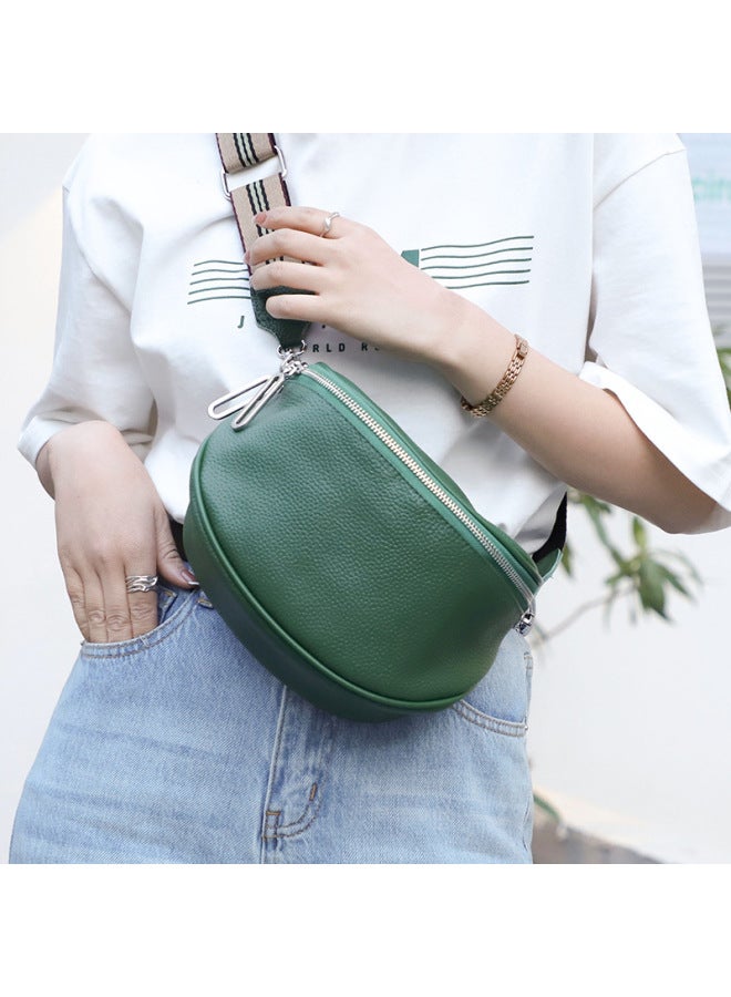 Genuine Leather Women's Bag First Layer Cowhide Saddle Bag Women's Bag 2024 Fashion Casual Chest Bag Shoulder Messenger Bag-Color:Black  - Image 4