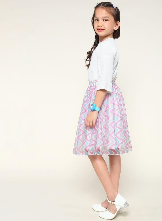 Bonkids Girl's clothing set in regular fit multicolour colour cotton fabric embellished pattern pull over closure woven weave type round collar type round neckline half sleeve length cropped bottom body wear length culotte bottom body wear type suitable for casual occasions – styled to perfection for modern charm. - Image 4