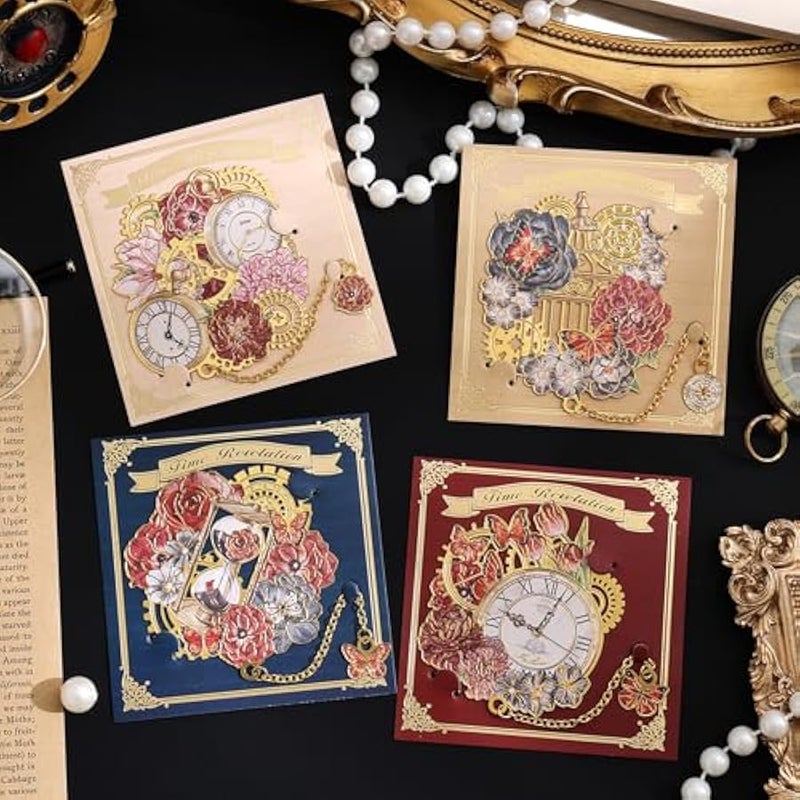 4pcs Vintage Metal Bookmark with Pendant Chain, Retro Steampunk Bookmarks, Flower & Clock Book Marks for Reading Women, Men, Kids, Book Lover, Teachers, Students - Image 2
