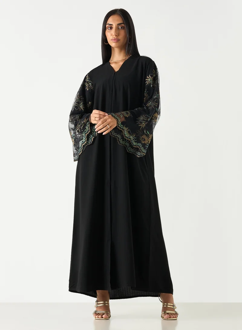 Hadiyath Al Madinah Lace Embellished Abaya