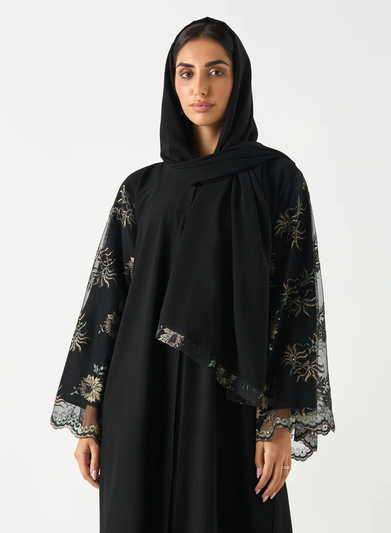 Hadiyath Al Madinah Lace Embellished Abaya