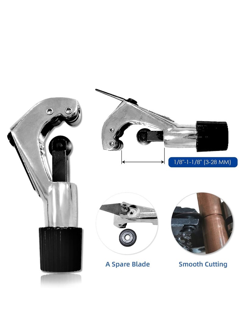 UPTODATETOOLS UPTODATETOOLS Single Flaring Tool Swaging Tool Kit Brake Line Flaring Tool with Ratchet Wrench Tubing Cutter for Copper HVAC Water Gas Pipe Brass Magnesium and Soft Steel Lines  - Image 5