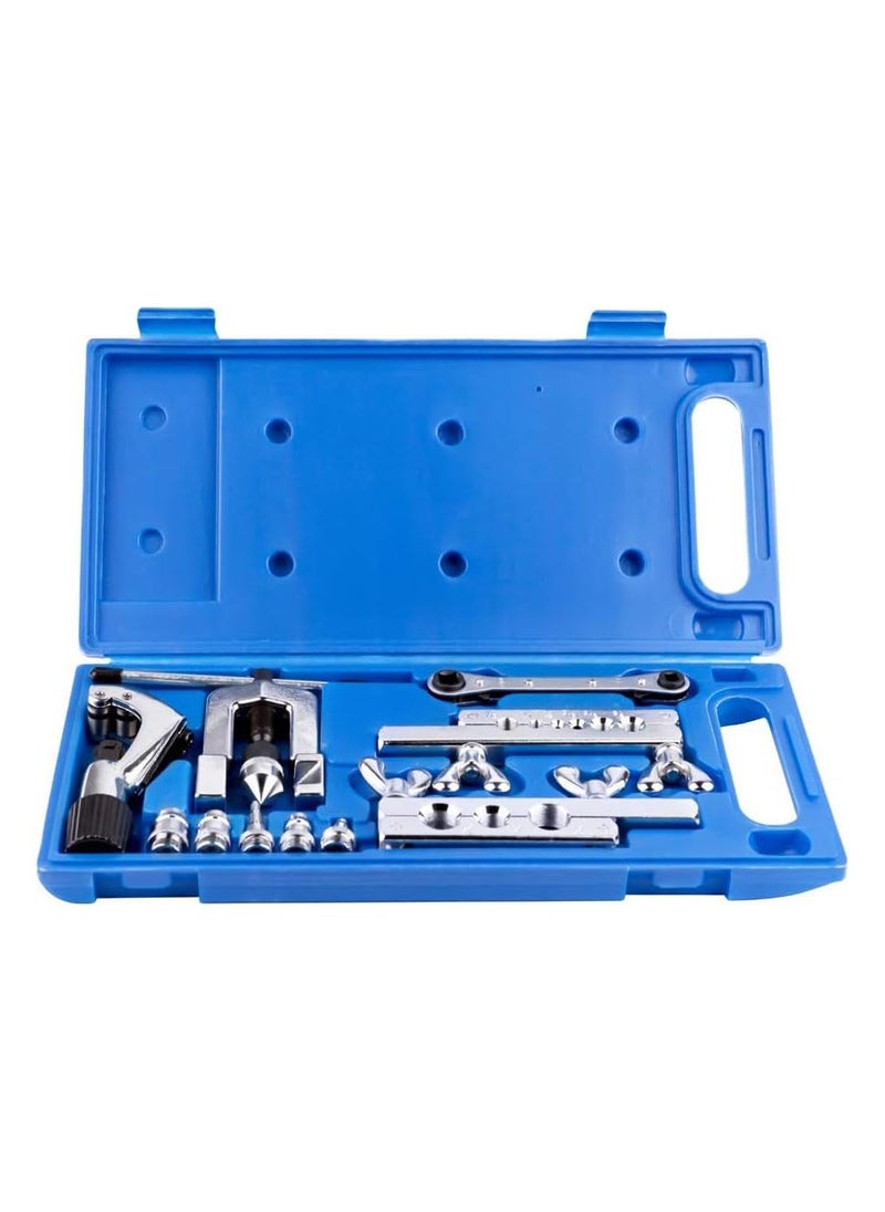 UPTODATETOOLS UPTODATETOOLS Single Flaring Tool Swaging Tool Kit Brake Line Flaring Tool with Ratchet Wrench Tubing Cutter for Copper HVAC Water Gas Pipe Brass Magnesium and Soft Steel Lines  - Image 1