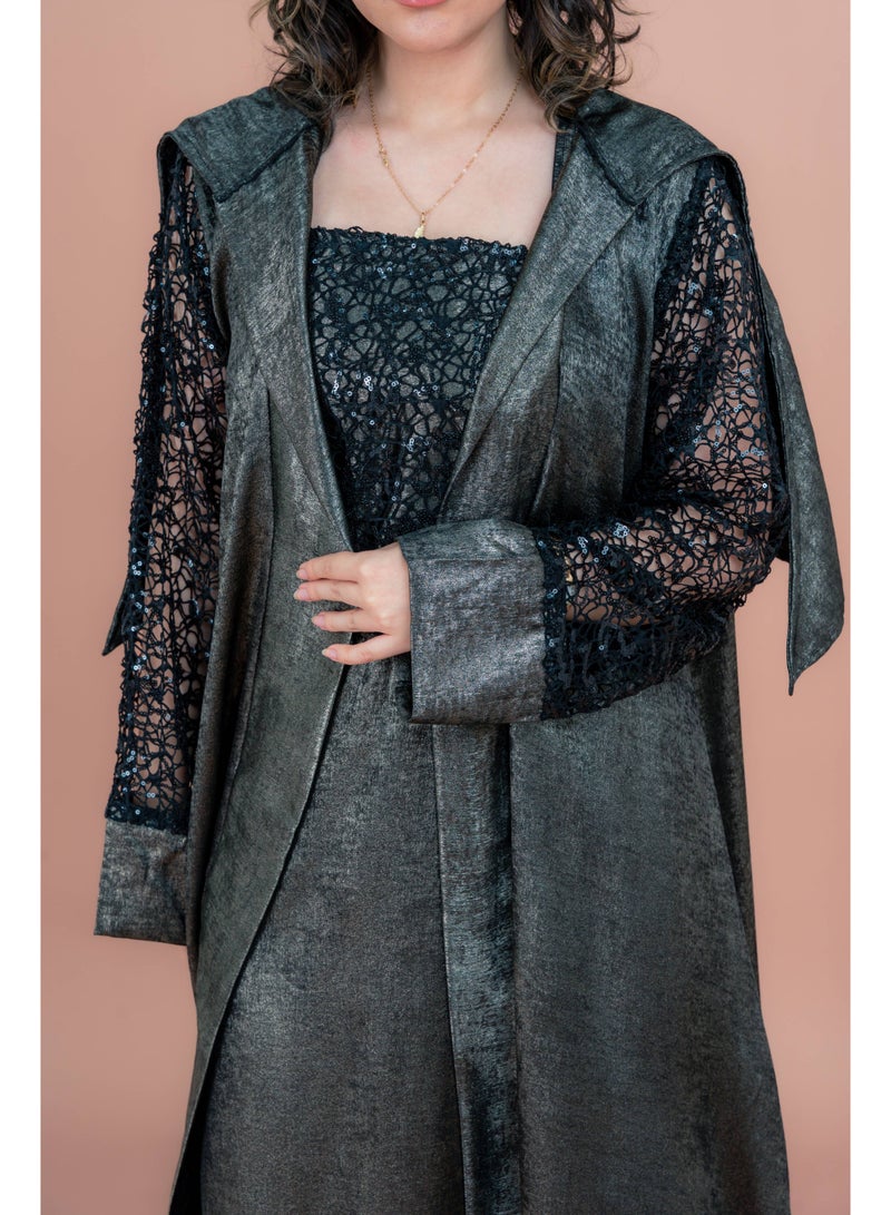 اكسا جلابية بتصميم عصري لامع - Image 4