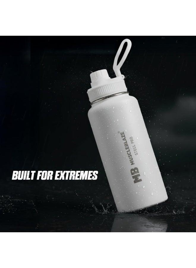 MuscleBlaze Stainless Steel Vacuum Insulated Water Bottle (White, 1L) - Image 4