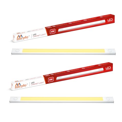 Murphy 1 Feet Led Under Cabinet Lighting, 4W Under Cabinet and Under Counter Lighting, Led Profile Light : Warm White, Pack of 2-Aluminium - Image 1