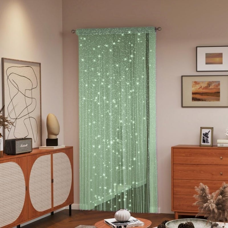 ave split Decorative Door String Curtain Wall Panel Fringe Window Room Divider Blind Divider Tassel Screen Home 100cm*200cm (Fruit green18) - Image 4
