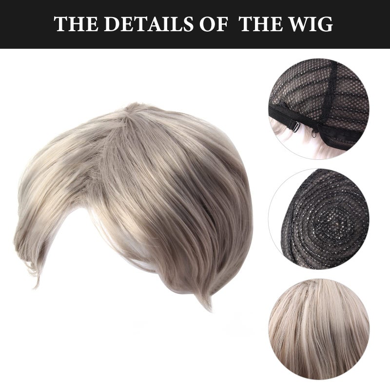 Yewong Old Man Costume Grandpa Accessories Set Old Man Wig and Glasses Inflatable Walking Moustache and Eyebrows for Old Grandpa Cosplay (Set A) - Image 2