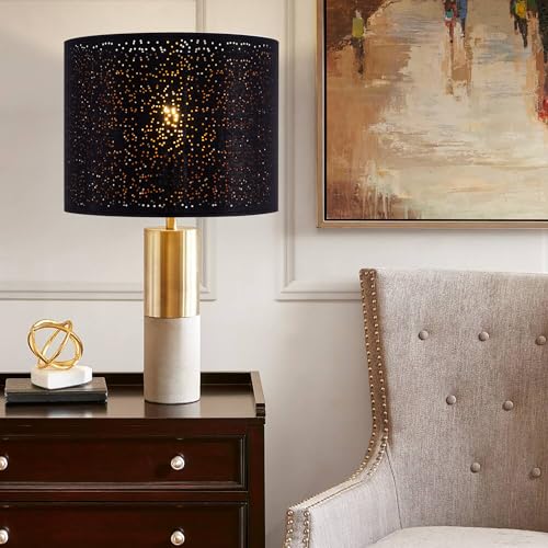 Wellmet Blackgold Drum Lampshades, Easy Assembly Required Replacement Lamp Shades, Fabric Lampshades for Table Lamps Floor Lamps, Metal Spider Fitter, 16"x16"x12" - Image 5