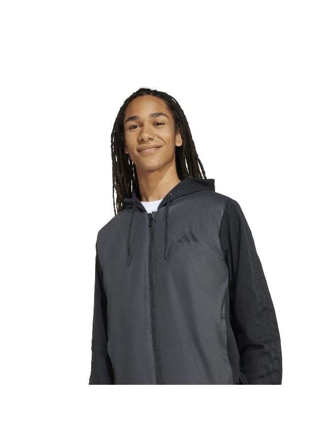 Adidas Ess 3S In Hyb J M Black Outdoor Jackets For Men - Image 5
