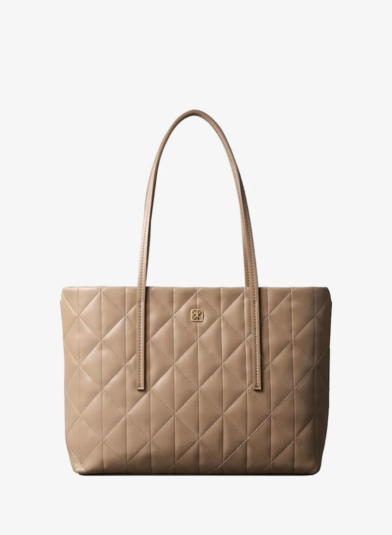 Quilted Emblem Logo Small Tote Bag