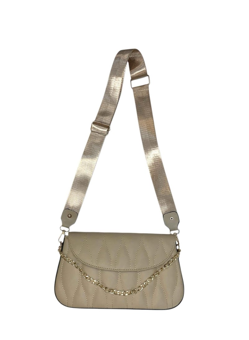 Elegant Cross Bag begei with Fabric Strap and Stylish Metal Chain - Image 1
