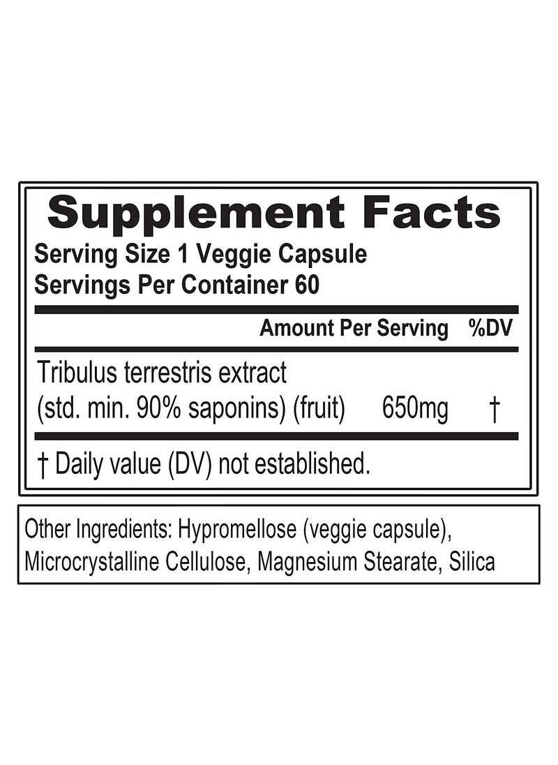 EVLUTION NUTRITION - Evlution EVL 100% Pure Tribulus Terrestre Extract-Maximum Potency 90% Steroidal Saponins-Testosterone Booster and Estrogen Blocker Support-60 Servings - Image 1