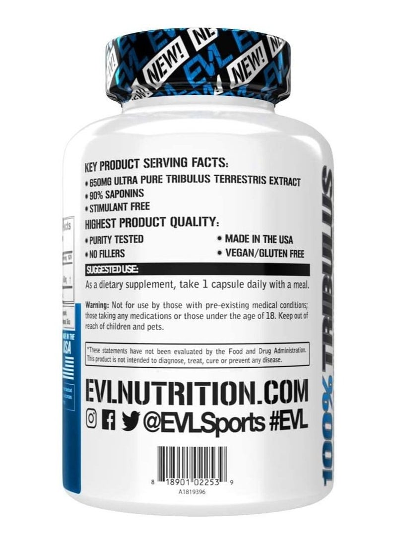 EVLUTION NUTRITION - Evlution EVL 100% Pure Tribulus Terrestre Extract-Maximum Potency 90% Steroidal Saponins-Testosterone Booster and Estrogen Blocker Support-60 Servings - Image 1