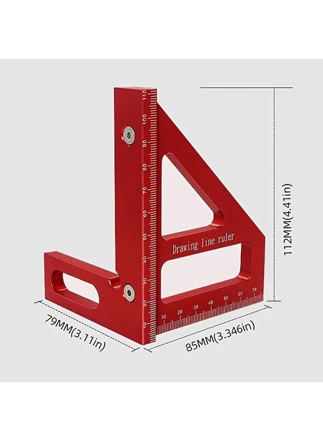 منقلة زاوية مربعة عالية الدقة من سبائك الألومنيوم حمراء اللون لقياس الزوايا المائلة - Image 4