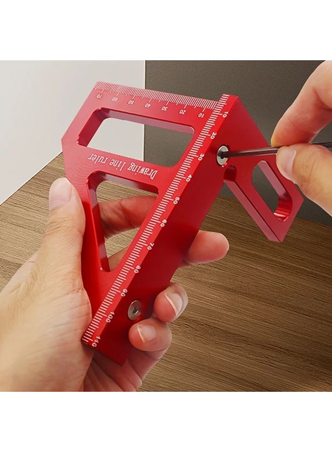 منقلة زاوية مربعة عالية الدقة من سبائك الألومنيوم حمراء اللون لقياس الزوايا المائلة - Image 5