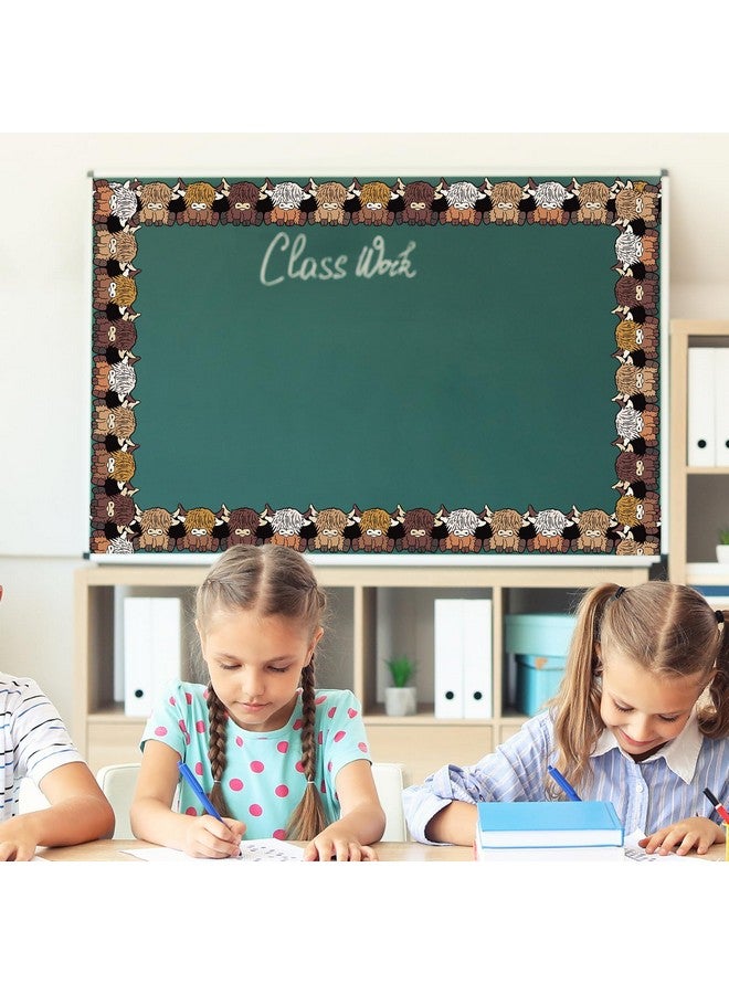 Whaline 32.8Ft Highland Cow Bulletin Board Borders Cute Brown Cow Die-Cut Rolled Border Trim For Classroom Office Chalkboard Decoration - Image 4