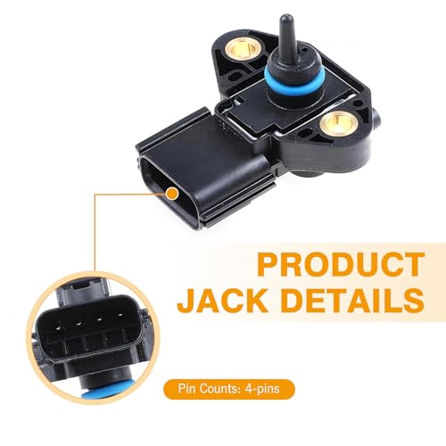 CyperFair Fuel Injection Pressure Regulator Sensor, Four Pin Standard Replacement Intake Pressure Sensor, OEM #3F2E-9G756-AA 0261230093 3F2Z9G756AC, Compatible with Ford (Black) - Image 4