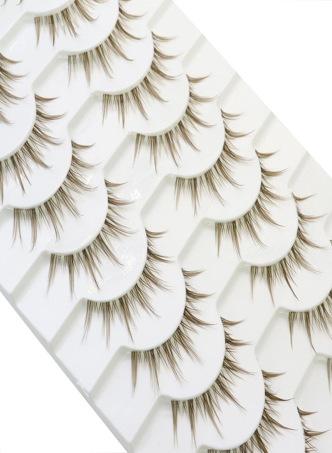 DAODER Manga Lashes Brown False Eyelashes Natural Look Clear Band Anime Fake Eyelashes Strip 10Pairs 14mm Thin Band Spiky Wispy Lashes Pack Reusable(Brown Manga lashes) - Image 5