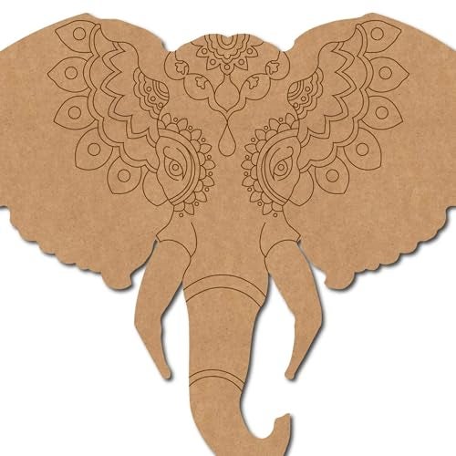 Cliths Pack of 1 Elephant Mandala MDF Cutout- 12 Inch| Pre-Marked MDF Boards for Lippan Art | DIY MDF Base for Painting and Craft - Image 2