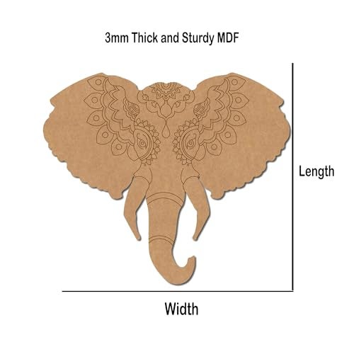 Cliths Pack of 1 Elephant Mandala MDF Cutout- 12 Inch| Pre-Marked MDF Boards for Lippan Art | DIY MDF Base for Painting and Craft - Image 3