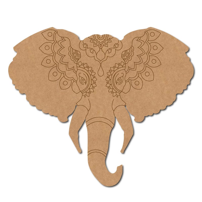 Cliths Pack of 1 Elephant Mandala MDF Cutout- 12 Inch| Pre-Marked MDF Boards for Lippan Art | DIY MDF Base for Painting and Craft - Image 5