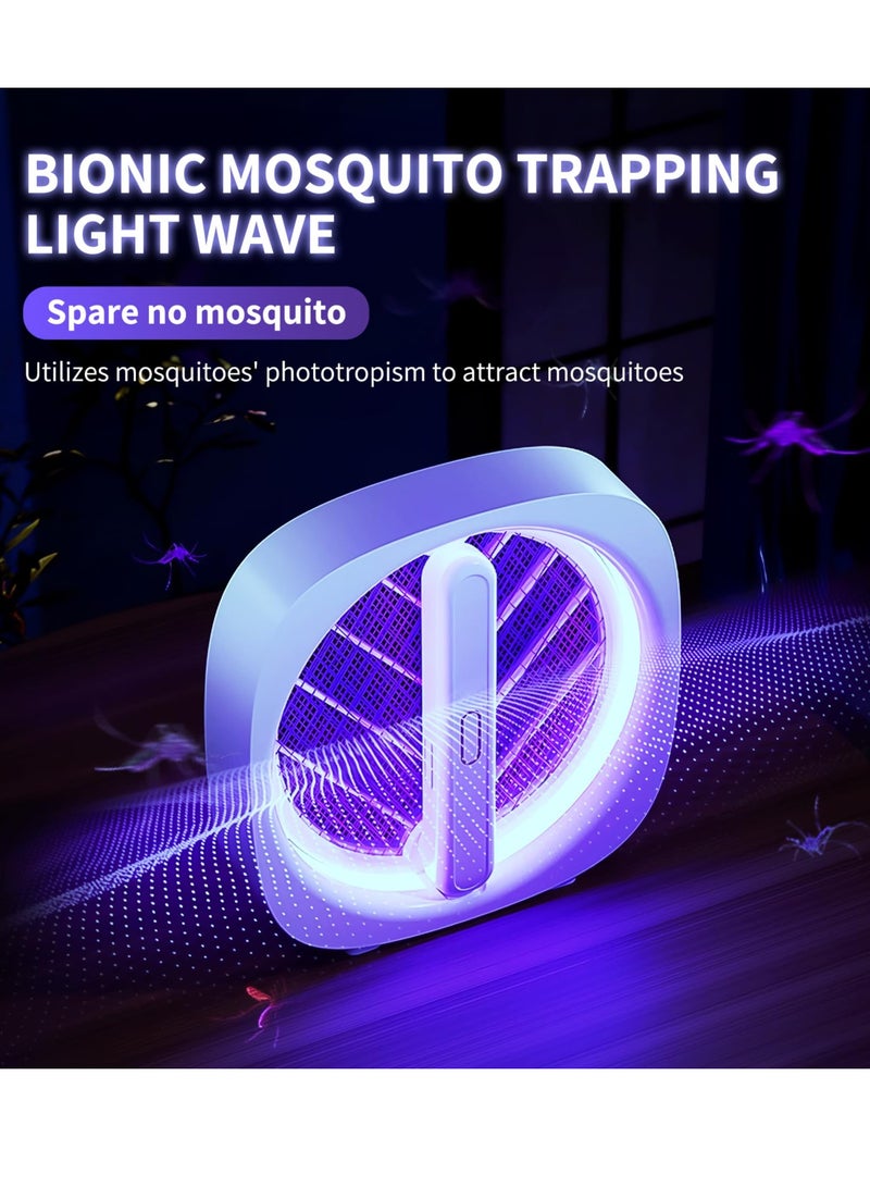 SOLARAE مضرب ذباب كهربائي معلق مصيدة حشرات مصباح 2 في 1 قاتل ذباب مع قاعدة قابلة لإعادة الشحن عبر USB قاتل ذباب قوي للمنزل غرفة النوم المطبخ المكتب الفناء - Image 2