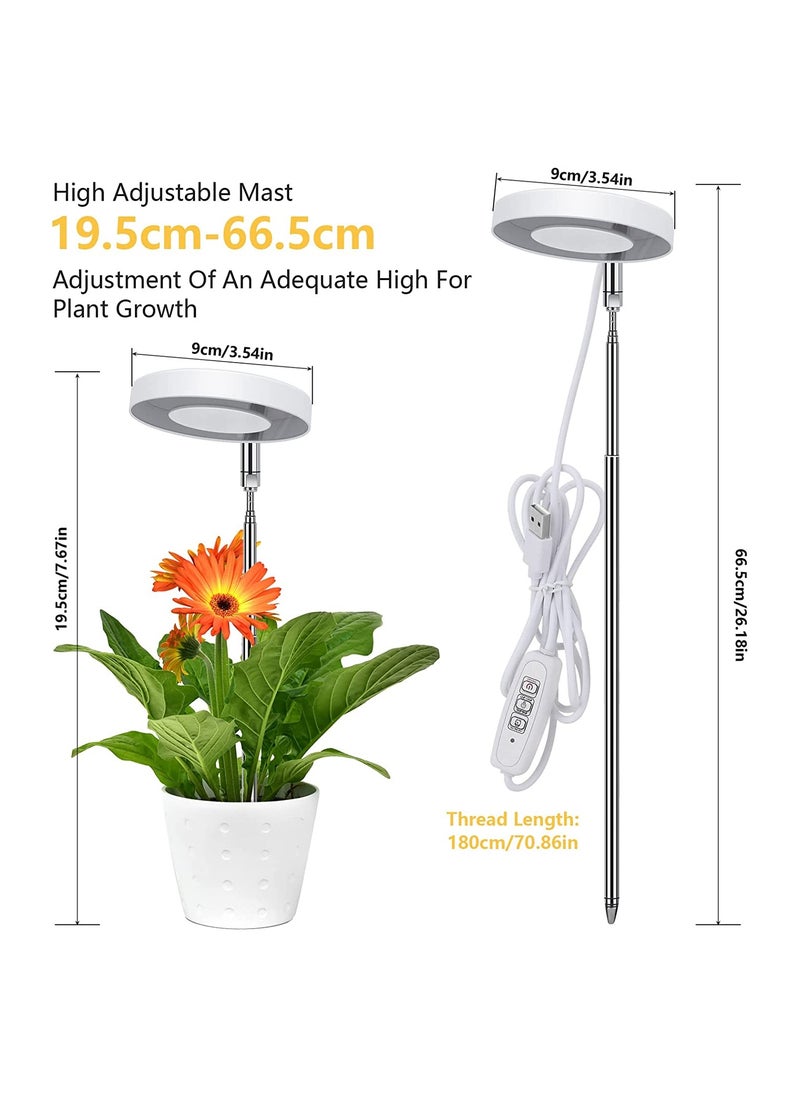 SYOSI SYOSI LED Plant Lamp for Indoor, Full Spectrum 4 Brightness Plant Light with 2/4/8 Auto Timer, Height-Adjustable Growth Lamp for Seedlings and Succulents Flowers, Energy Class A, 2 Pcs, White  - Image 5