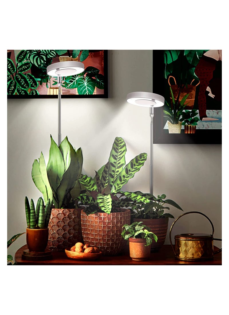 SYOSI SYOSI LED Plant Lamp for Indoor, Full Spectrum 4 Brightness Plant Light with 2/4/8 Auto Timer, Height-Adjustable Growth Lamp for Seedlings and Succulents Flowers, Energy Class A, 2 Pcs, White  - Image 2