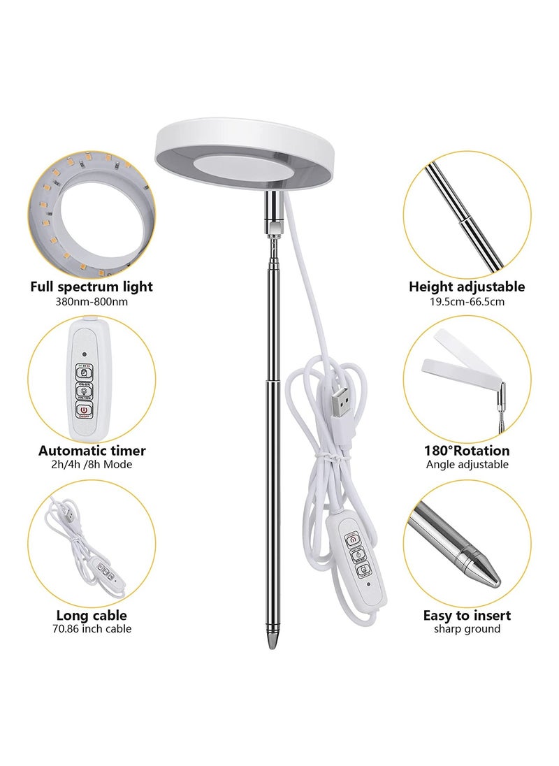 SYOSI SYOSI LED Plant Lamp for Indoor, Full Spectrum 4 Brightness Plant Light with 2/4/8 Auto Timer, Height-Adjustable Growth Lamp for Seedlings and Succulents Flowers, Energy Class A, 2 Pcs, White  - Image 4