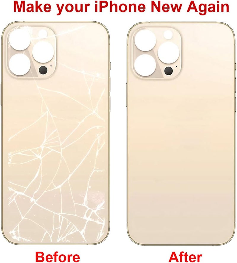 Perzework استبدال زجاج خلفي أصلي لجهاز آيفون 13 برو 6.1 بوصة (ذهبي) لجميع الشبكات مع أدوات الإصلاح - Image 5