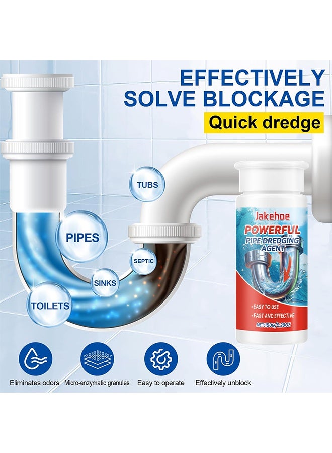 Jakehoe Powerful Pipe Dredging Agent, Sewer Deodoriser Pipe Unblocker, Drain Clog Remover And Cleaner, Toilet, Kitchen, Bathroom Drain Cleaning Agent, Quick Unclogging Sewer Cleaner, Convenient To Use, Quick To Unclog 150G - Image 2