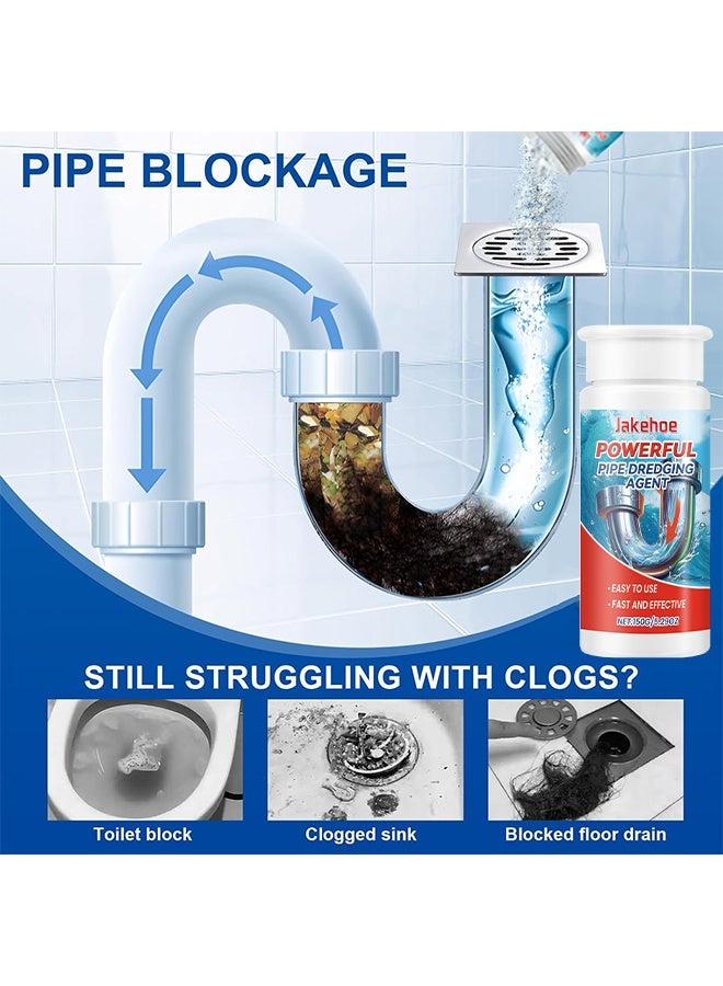 Jakehoe Powerful Pipe Dredging Agent, Sewer Deodoriser Pipe Unblocker, Drain Clog Remover And Cleaner, Toilet, Kitchen, Bathroom Drain Cleaning Agent, Quick Unclogging Sewer Cleaner, Convenient To Use, Quick To Unclog 150G - Image 3