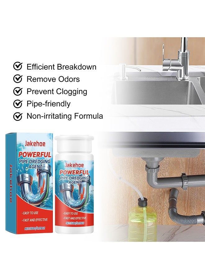 Jakehoe Powerful Pipe Dredging Agent, Sewer Deodoriser Pipe Unblocker, Drain Clog Remover And Cleaner, Toilet, Kitchen, Bathroom Drain Cleaning Agent, Quick Unclogging Sewer Cleaner, Convenient To Use, Quick To Unclog 150G - Image 4