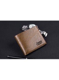 Jeep Short Bifold Synthetic Leather Wallet With Credit Card Holder Light Brown  - Image 4