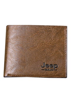 Jeep Short Bifold Synthetic Leather Wallet With Credit Card Holder Light Brown  - Image 2