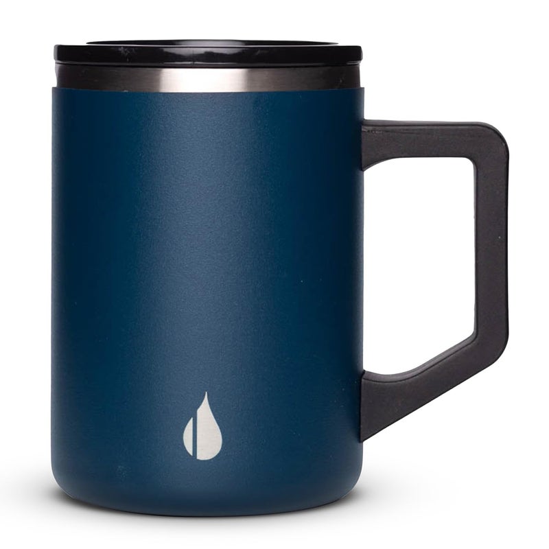 Elemental Insulated Coffee Mug - Triple-Wall Stainless Steel Summit Travel Cup for Hot and Cold Drinks - Thermal Coffee Mug with Lid and Handle for Camping, Office & Travel 16oz - Navy Blue - Image 1