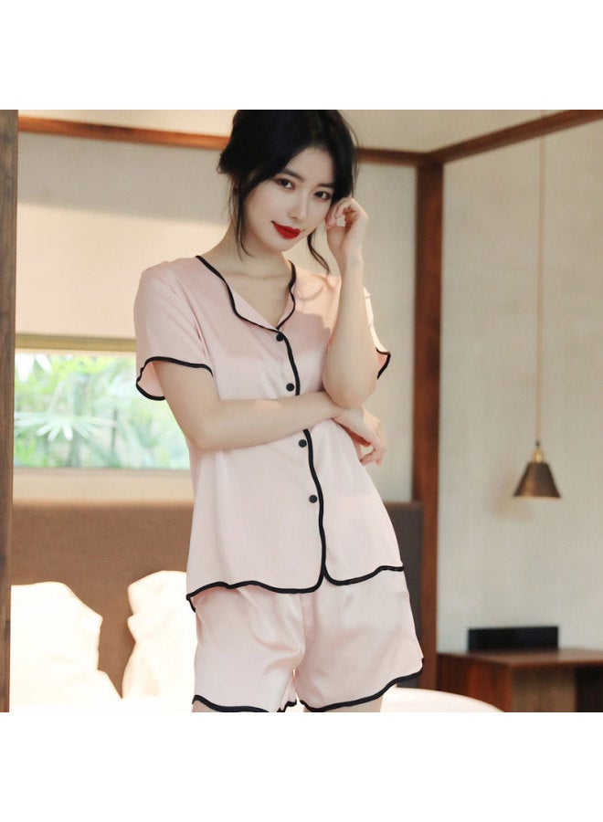 Women's Summer Nightdress V-neck Sling Women's Ice Silk Pajamas Lace Skirt French Silk Home Wear