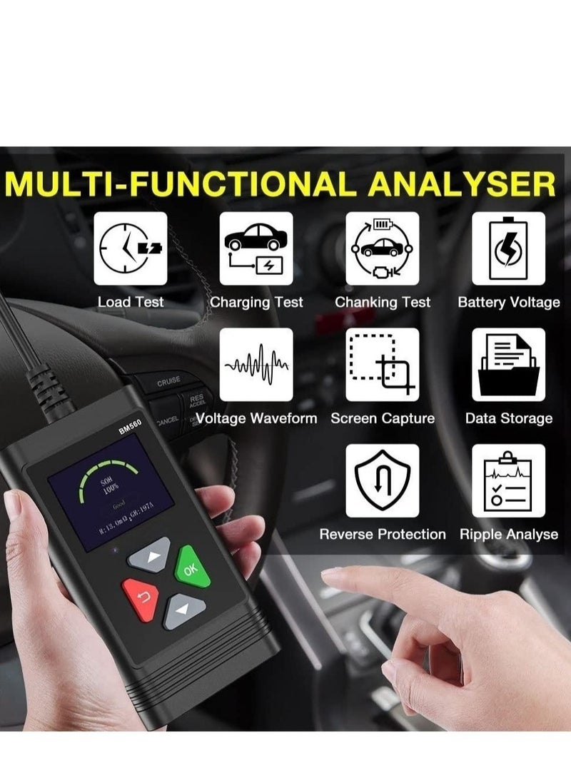 SYOSI Car Battery Tester, 6V 12V Battery Load Tester 100-2000CCA Automotive Alternator Tester Digtial Battery Analyzer Charging Cranking System Tester for Car Truck Motorcycle ATV SUV Boat - Image 2