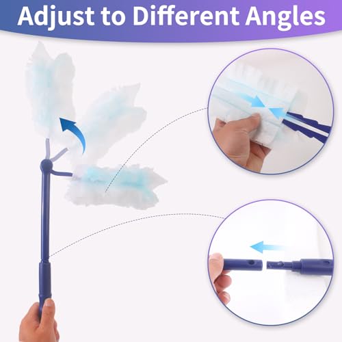 KEUYE Replacement Duster Handles Compatible with Swiffer Duster Refill, Extended Handle, Adjustable Length (Blue 1pc) - Image 3