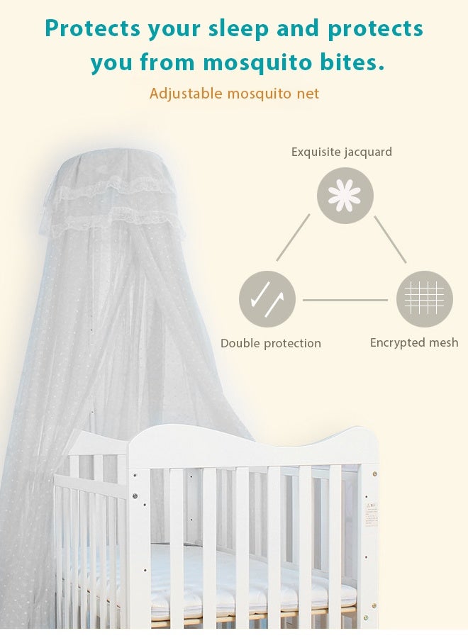LO.BABY.VE Baby Crib Mosquito Net, Round Dome Full Length Hanging Bed Canopy, Breathable Mesh Insect Net, Universal White Nursery Decor Tulle Curtain for Newborn Infant Cradle - Image 4