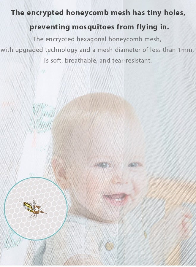LO.BABY.VE Baby Crib Mosquito Net, Round Dome Full Length Hanging Bed Canopy, Breathable Mesh Insect Net, Universal White Nursery Decor Tulle Curtain for Newborn Infant Cradle - Image 5