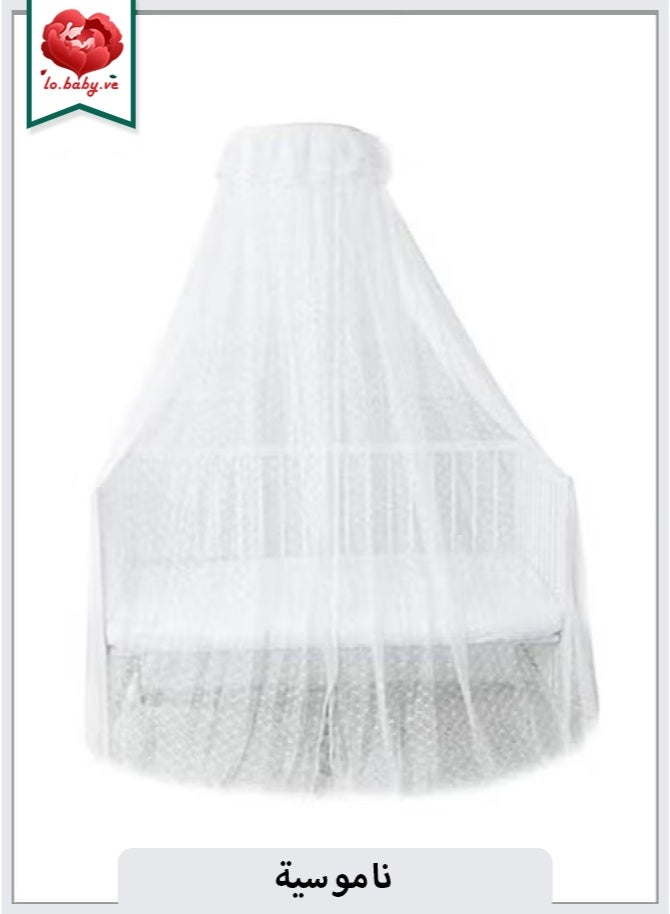LO.BABY.VE Baby Crib Mosquito Net, Round Dome Full Length Hanging Bed Canopy, Breathable Mesh Insect Net, Universal White Nursery Decor Tulle Curtain for Newborn Infant Cradle - Image 1
