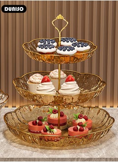 DUNISO Round Plate 3 Tier Plastic Tiered Serving Stand,Cupcake Stand,Dessert Fruit Snack Tower Tray Table Decoration for Wedding Home Birthday Tea Party Baby Shower  - Image 5