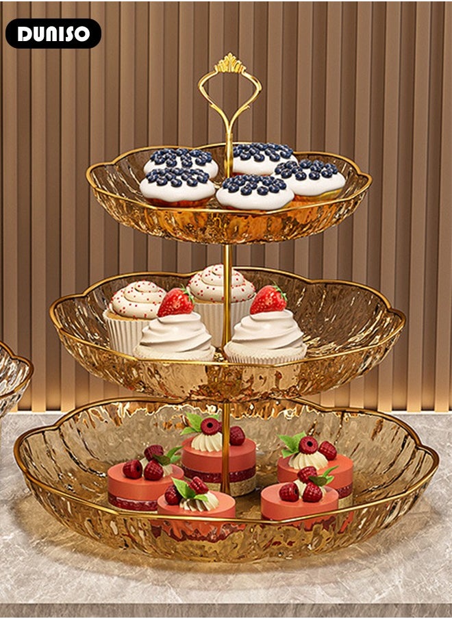DUNISO Round Plate 3 Tier Plastic Tiered Serving Stand,Cupcake Stand,Dessert Fruit Snack Tower Tray Table Decoration for Wedding Home Birthday Tea Party Baby Shower  - Image 5