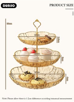 DUNISO Round Plate 3 Tier Plastic Tiered Serving Stand,Cupcake Stand,Dessert Fruit Snack Tower Tray Table Decoration for Wedding Home Birthday Tea Party Baby Shower  - Image 2