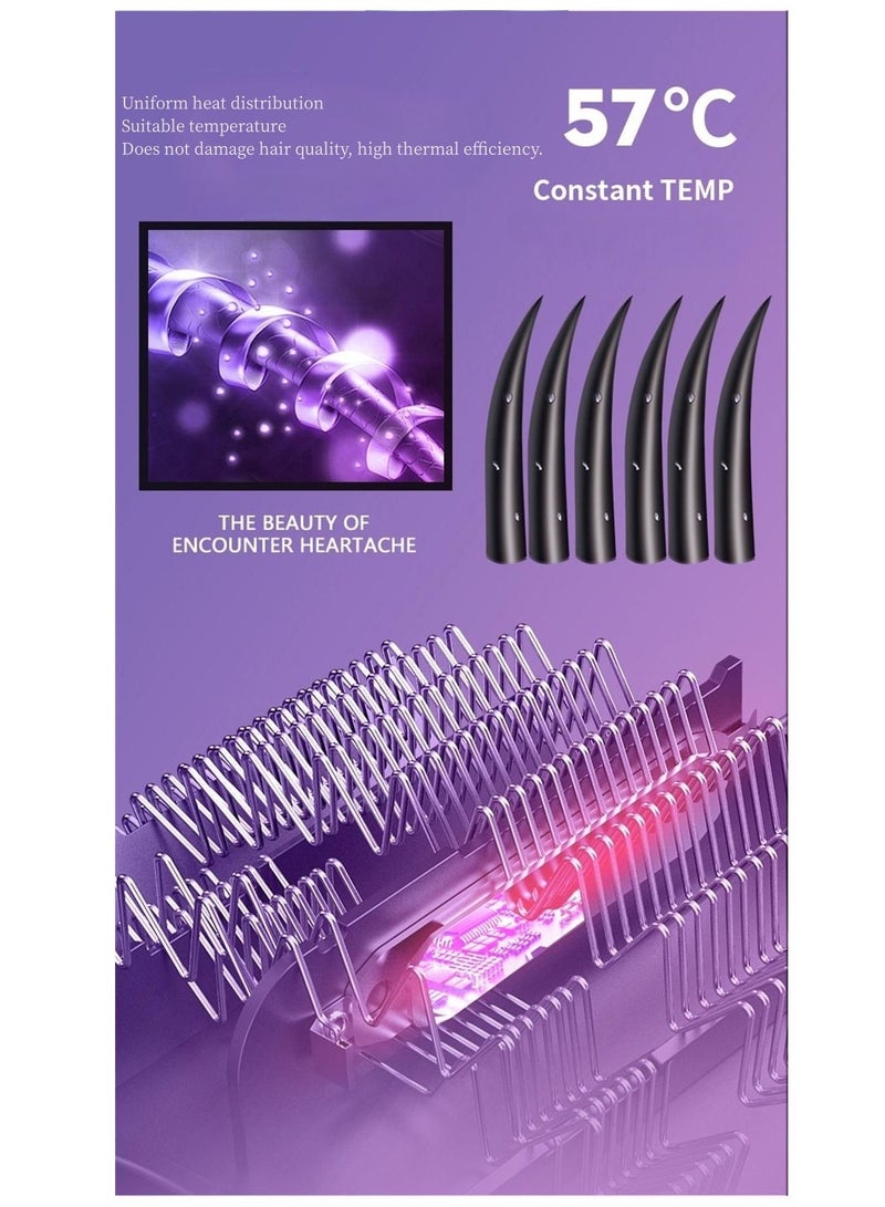 High Power Hair Dryer, 3 in 1 Extravagant Multifunctional Electric Styler Brush Blow 800W Hot Air Leafless Curly Straight Purple - Image 3