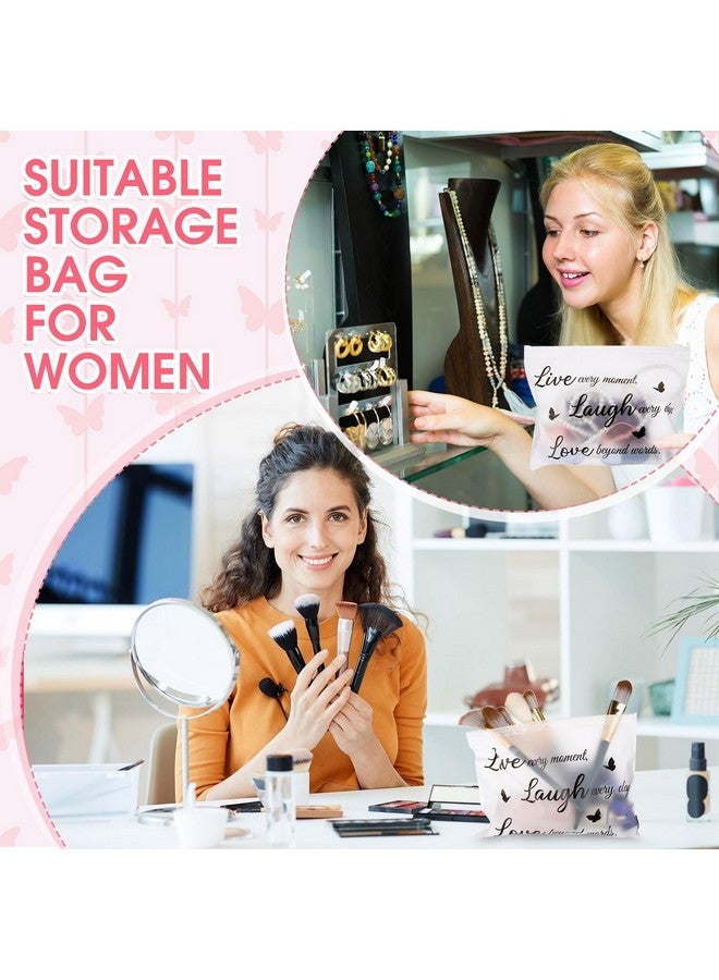 Reginary 100 Pcs Inspirational Gifts For Girls Women Travel Cheer Makeup Bag Bulk Loved Quotes Cosmetic Bags With Zipper Thank You Encouragement Birthday Gift Bag For Nurse Teacher Friend (Minimalist) - Image 2
